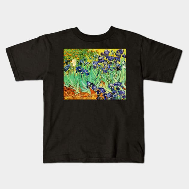 Vincent Van Gogh Purple Irises at St. Remy Kids T-Shirt by PixDezines